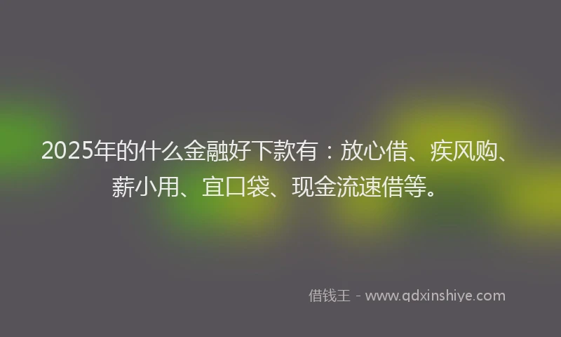 2025年的什么金融好下款有：放心借、疾风购、薪小用、宜口袋、现金流速借等。