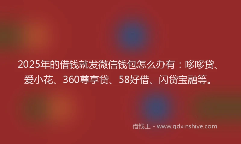 2025年的借钱就发微信钱包怎么办有：哆哆贷、爱小花、360尊享贷、58好借、闪贷宝融等。