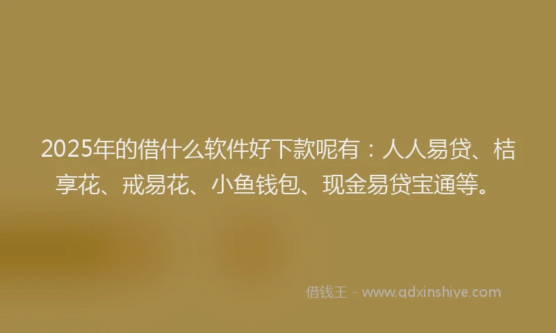 2025年的借什么软件好下款呢有：人人易贷、桔享花、戒易花、小鱼钱包、现金易贷宝通等。