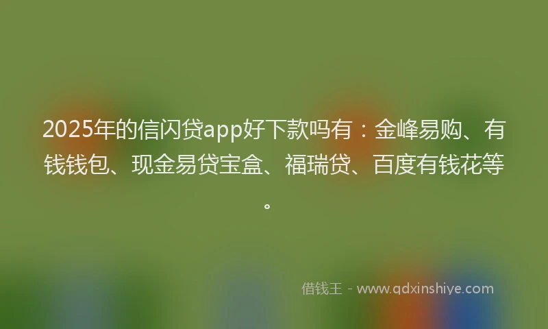 2025年的信闪贷app好下款吗有：金峰易购、有钱钱包、现金易贷宝盒、福瑞贷、百度有钱花等。