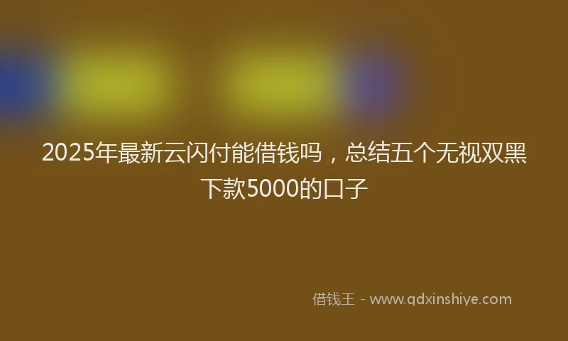 2025年最新云闪付能借钱吗，总结五个无视双黑下款5000的口子