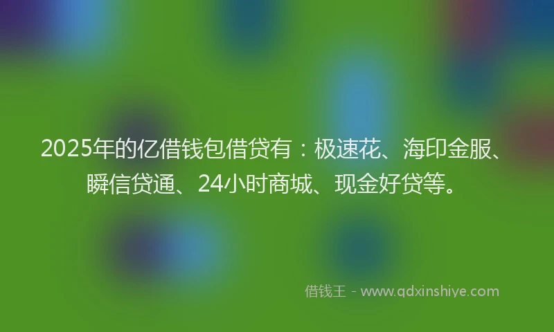 2025年的亿借钱包借贷有：极速花、海印金服、瞬信贷通、24小时商城、现金好贷等。