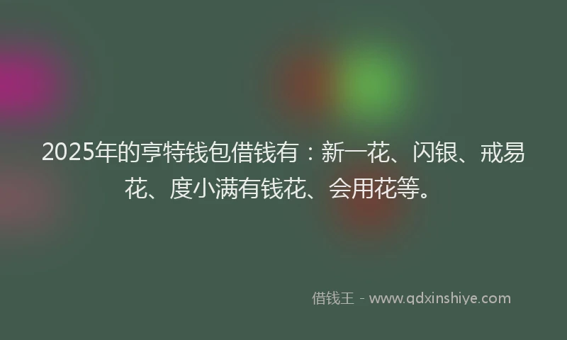 2025年的亨特钱包借钱有：新一花、闪银、戒易花、度小满有钱花、会用花等。