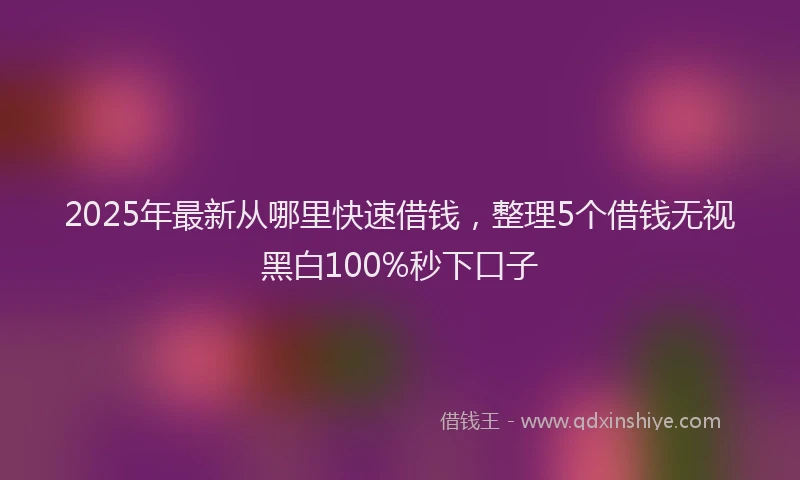 2025年最新从哪里快速借钱，整理5个借钱无视黑白100%秒下口子