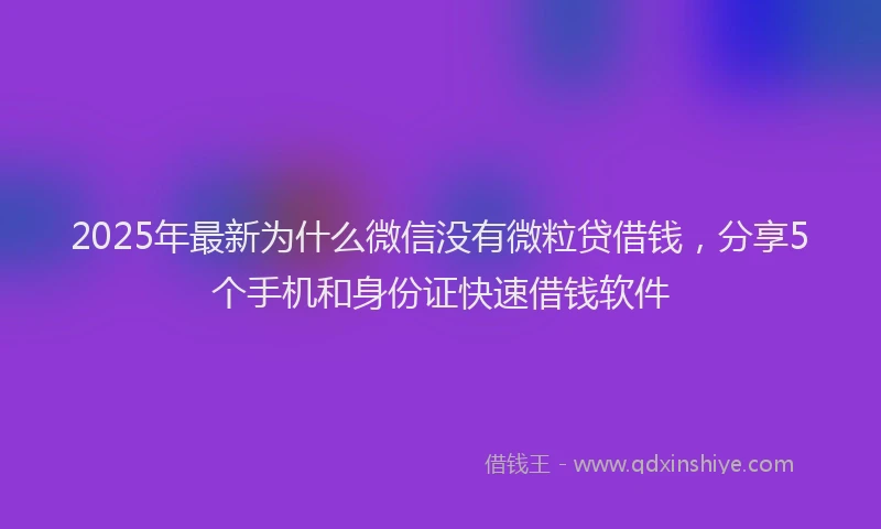 2025年最新为什么微信没有微粒贷借钱，分享5个手机和身份证快速借钱软件