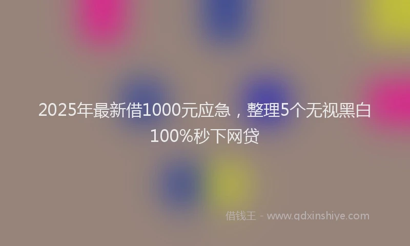 2025年最新借1000元应急，整理5个无视黑白100%秒下网贷