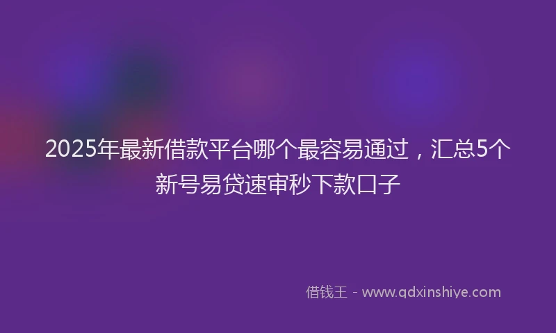 2025年最新借款平台哪个最容易通过，汇总5个新号易贷速审秒下款口子