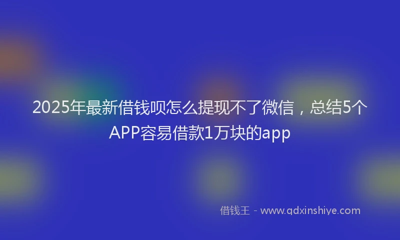 2025年最新借钱呗怎么提现不了微信，总结5个APP容易借款1万块的app