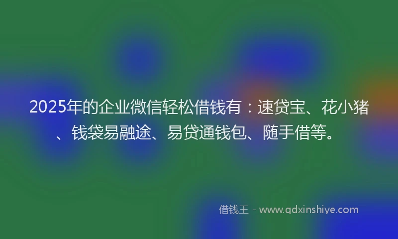 2025年的企业微信轻松借钱有：速贷宝、花小猪、钱袋易融途、易贷通钱包、随手借等。