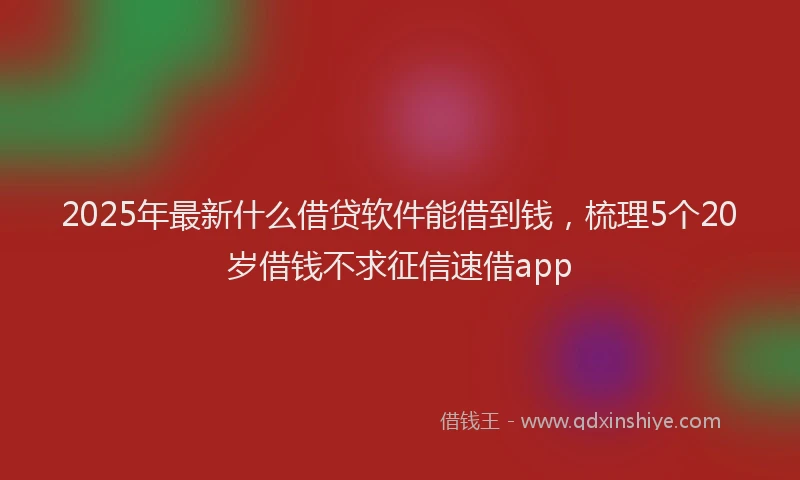 2025年最新什么借贷软件能借到钱，梳理5个20岁借钱不求征信速借app