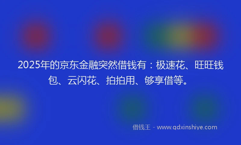 2025年的京东金融突然借钱有：极速花、旺旺钱包、云闪花、拍拍用、够享借等。