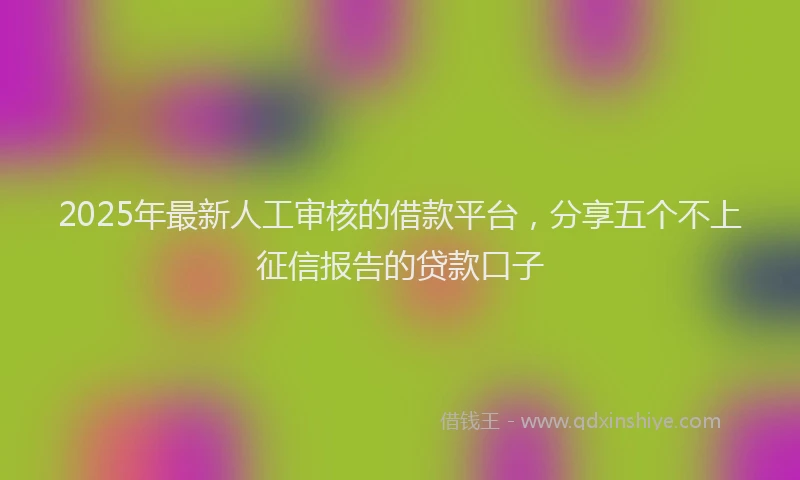 2025年最新人工审核的借款平台，分享五个不上征信报告的贷款口子