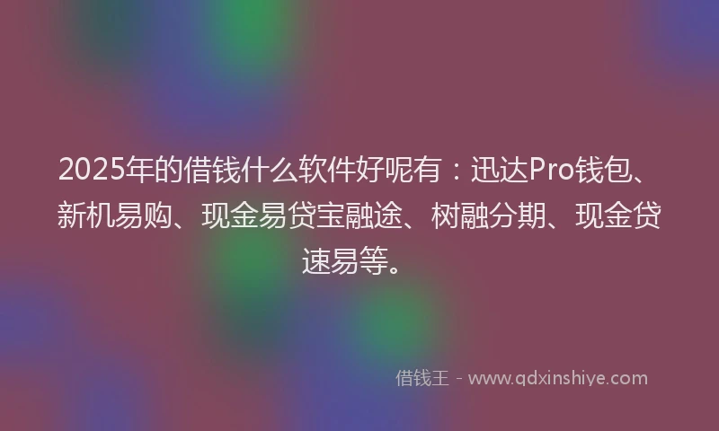 2025年的借钱什么软件好呢有：迅达Pro钱包、新机易购、现金易贷宝融途、树融分期、现金贷速易等。