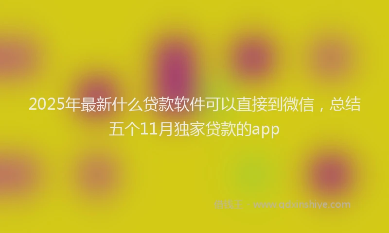 2025年最新什么贷款软件可以直接到微信，总结五个11月独家贷款的app