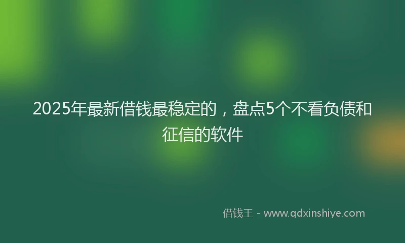 2025年最新借钱最稳定的，盘点5个不看负债和征信的软件