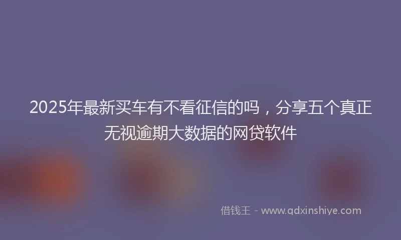 2025年最新买车有不看征信的吗，分享五个真正无视逾期大数据的网贷软件