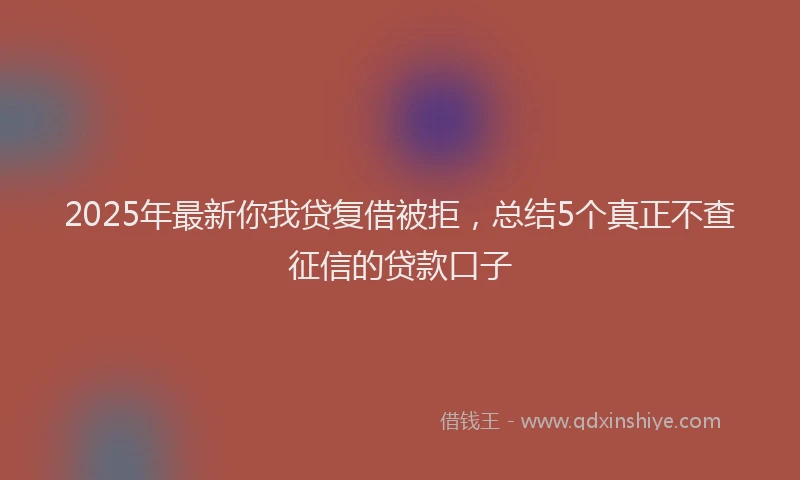 2025年最新你我贷复借被拒，总结5个真正不查征信的贷款口子