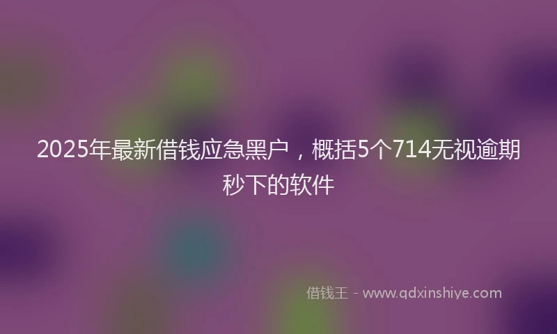 2025年最新借钱应急黑户，概括5个714无视逾期秒下的软件