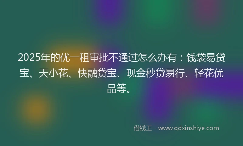2025年的优一租审批不通过怎么办有：钱袋易贷宝、天小花、快融贷宝、现金秒贷易行、轻花优品等。