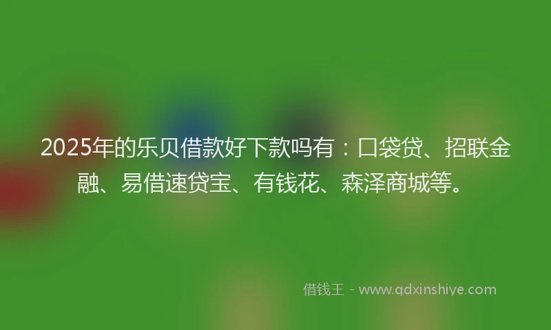 2025年的乐贝借款好下款吗有：口袋贷、招联金融、易借速贷宝、有钱花、森泽商城等。