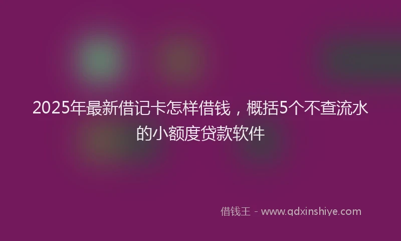 2025年最新借记卡怎样借钱，概括5个不查流水的小额度贷款软件