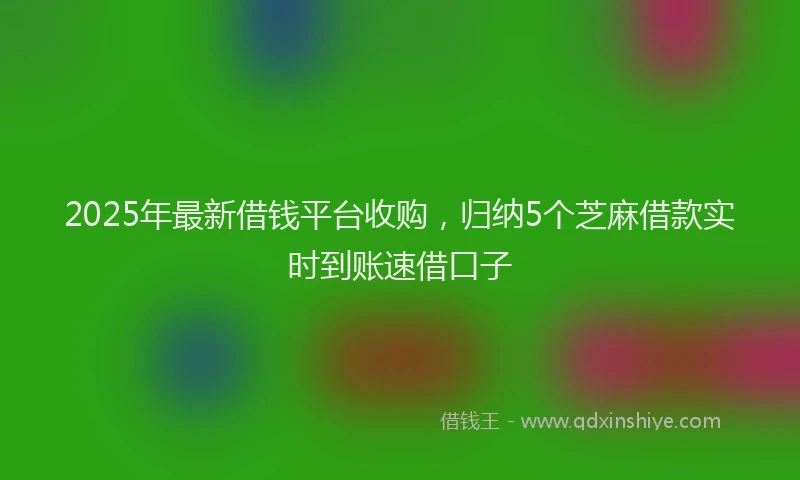 2025年最新借钱平台收购，归纳5个芝麻借款实时到账速借口子