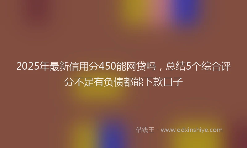 2025年最新信用分450能网贷吗，总结5个综合评分不足有负债都能下款口子