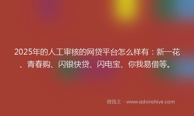 2025年的人工审核的网贷平台怎么样有：新一花、青春购、闪银快贷、闪电宝、你我易借等。