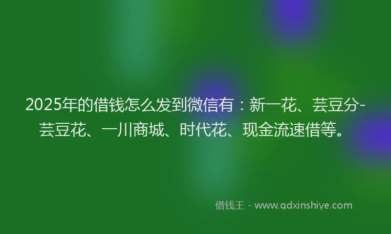 2025年的借钱怎么发到微信有：新一花、芸豆分-芸豆花、一川商城、时代花、现金流速借等。