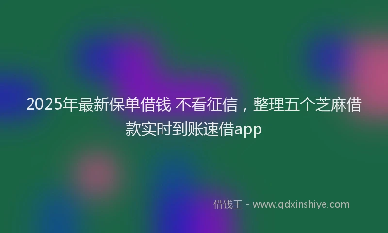 2025年最新保单借钱 不看征信，整理五个芝麻借款实时到账速借app