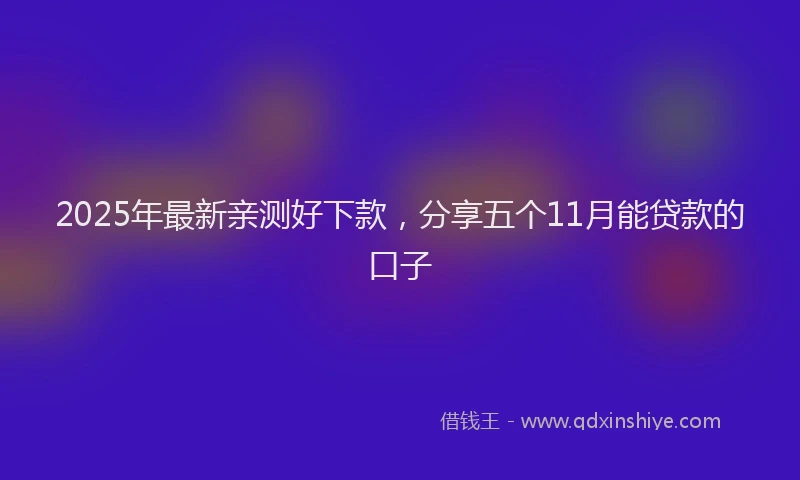 2025年最新亲测好下款，分享五个11月能贷款的口子