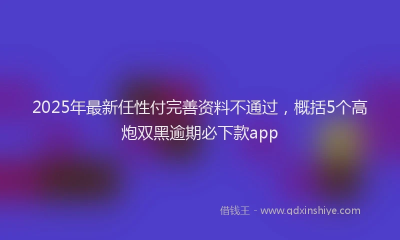 2025年最新任性付完善资料不通过，概括5个高炮双黑逾期必下款app