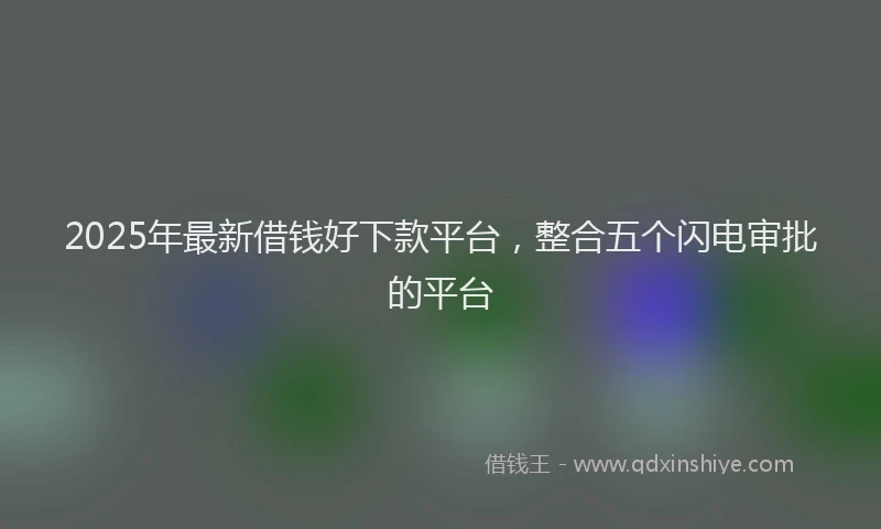 2025年最新借钱好下款平台，整合五个闪电审批的平台