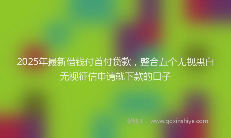 2025年最新借钱付首付贷款，整合五个无视黑白无视征信申请就下款的口子