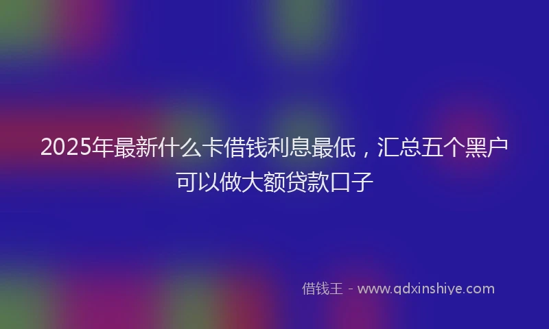 2025年最新什么卡借钱利息最低，汇总五个黑户可以做大额贷款口子