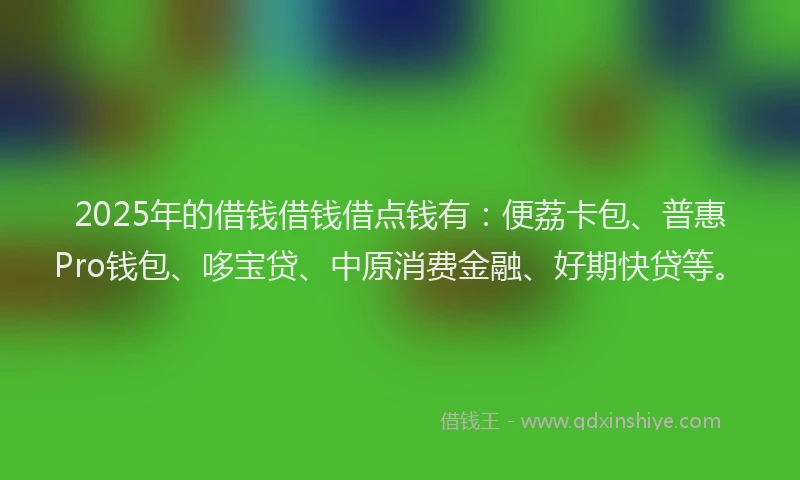 2025年的借钱借钱借点钱有：便荔卡包、普惠Pro钱包、哆宝贷、中原消费金融、好期快贷等。