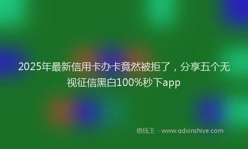2025年最新信用卡办卡竟然被拒了，分享五个无视征信黑白100%秒下app