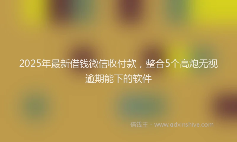 2025年最新借钱微信收付款，整合5个高炮无视逾期能下的软件