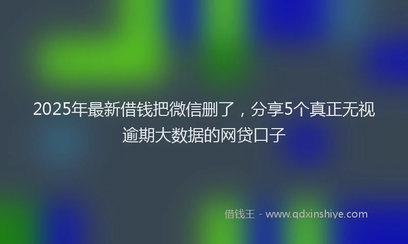 2025年最新借钱把微信删了，分享5个真正无视逾期大数据的网贷口子