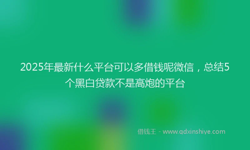2025年最新什么平台可以多借钱呢微信，总结5个黑白贷款不是高炮的平台