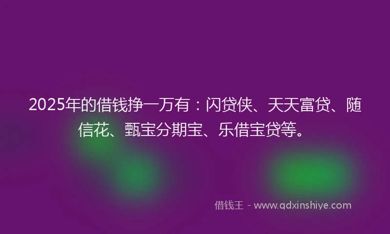 2025年的借钱挣一万有：闪贷侠、天天富贷、随信花、甄宝分期宝、乐借宝贷等。