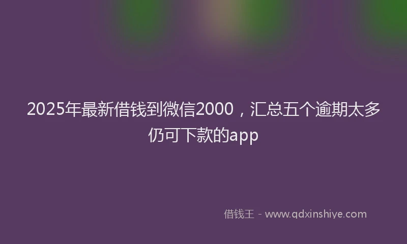 2025年最新借钱到微信2000，汇总五个逾期太多仍可下款的app