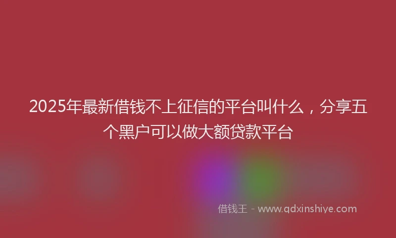 2025年最新借钱不上征信的平台叫什么，分享五个黑户可以做大额贷款平台
