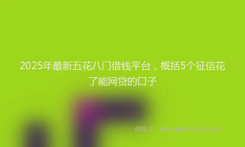 2025年最新五花八门借钱平台，概括5个征信花了能网贷的口子
