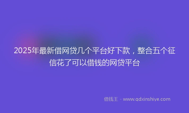 2025年最新借网贷几个平台好下款，整合五个征信花了可以借钱的网贷平台