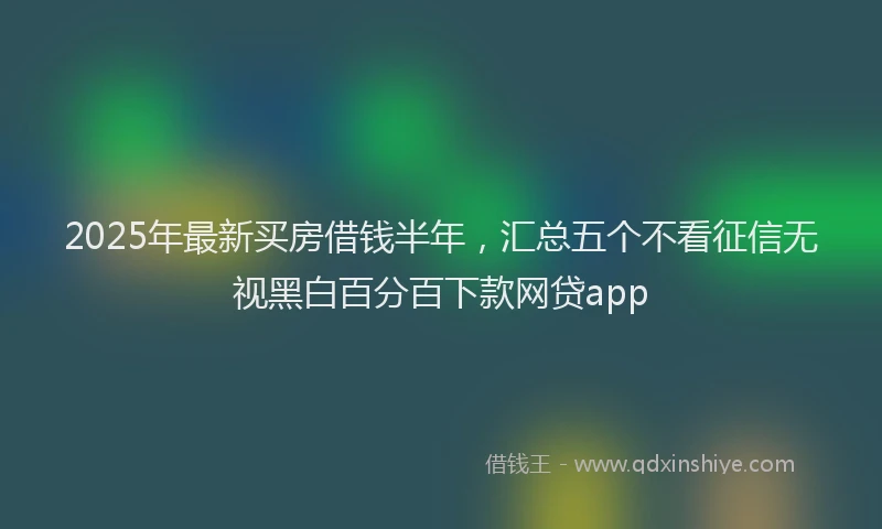 2025年最新买房借钱半年，汇总五个不看征信无视黑白百分百下款网贷app