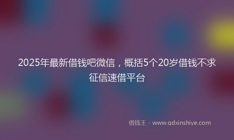 2025年最新借钱吧微信，概括5个20岁借钱不求征信速借平台