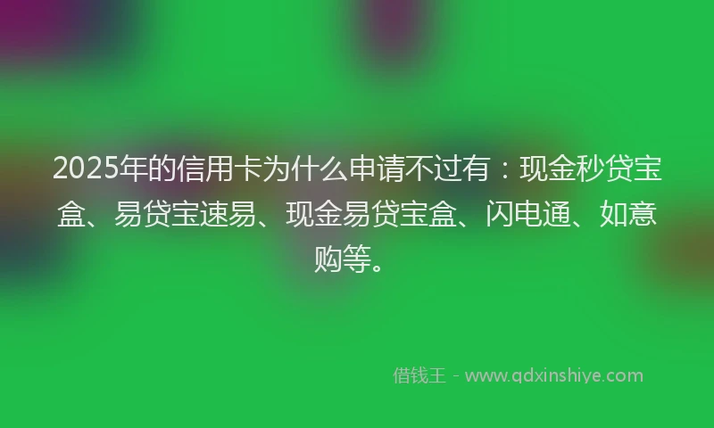 2025年的信用卡为什么申请不过有：现金秒贷宝盒、易贷宝速易、现金易贷宝盒、闪电通、如意购等。