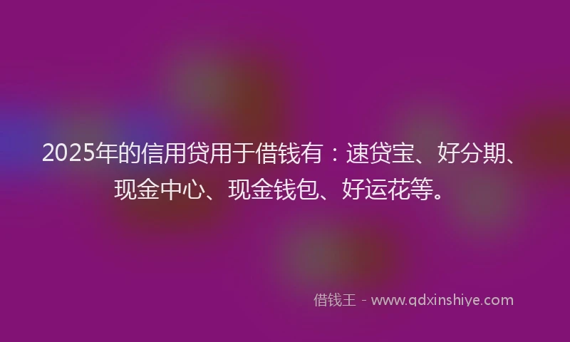 2025年的信用贷用于借钱有：速贷宝、好分期、现金中心、现金钱包、好运花等。