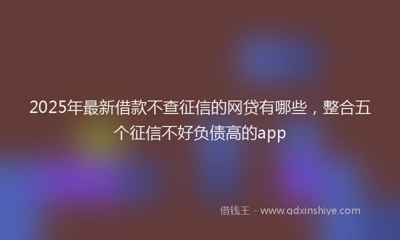 2025年最新借款不查征信的网贷有哪些，整合五个征信不好负债高的app